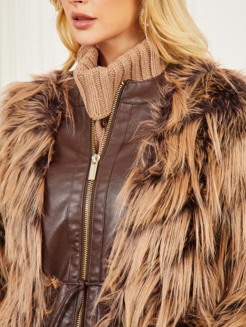 Devinez Bourbon Foncé Avec Manteau Shaggy Dinah Classique