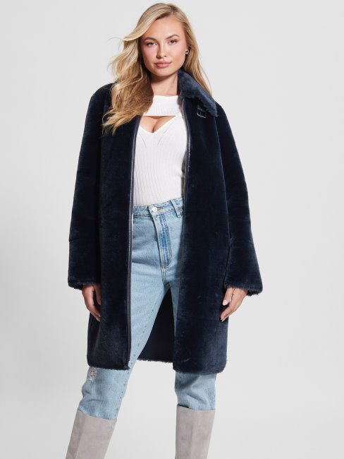Guess Flora Manteau Réversible Bleu Secret