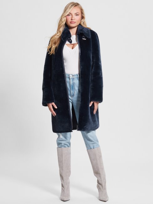 Guess Flora Manteau Réversible Bleu Secret
