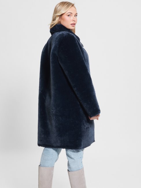 Guess Flora Manteau Réversible Bleu Secret