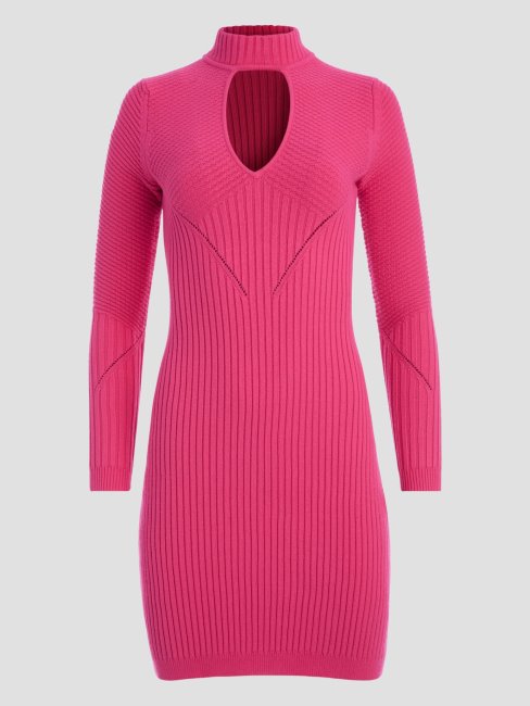 French Rose Guess Eco Tatia Robe à Col Montant