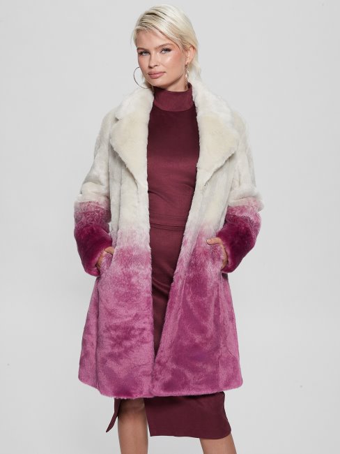 Manteau En Fausse Fourrure Clara Ombré Rose Ombré Combo Guess