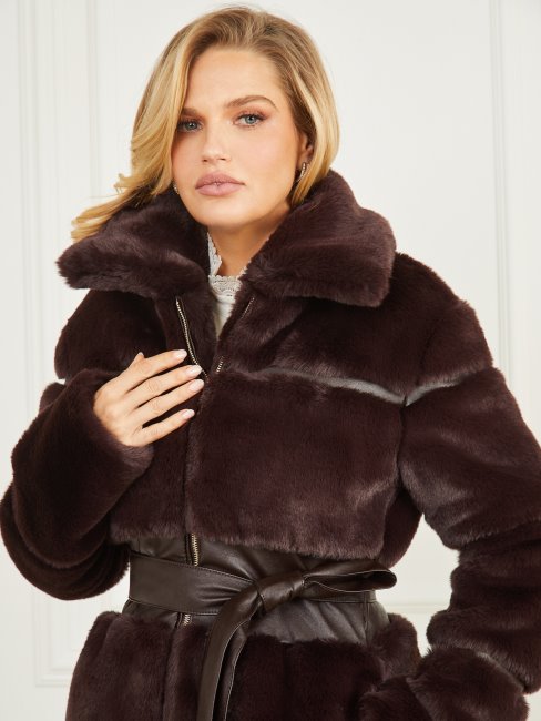 Manteau En Fausse Fourrure Rosetta Multi-rosé Foncé Guess