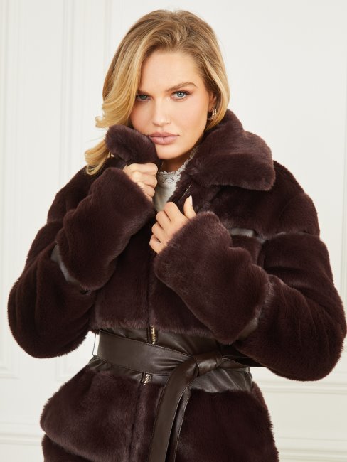 Manteau En Fausse Fourrure Rosetta Multi-rosé Foncé Guess