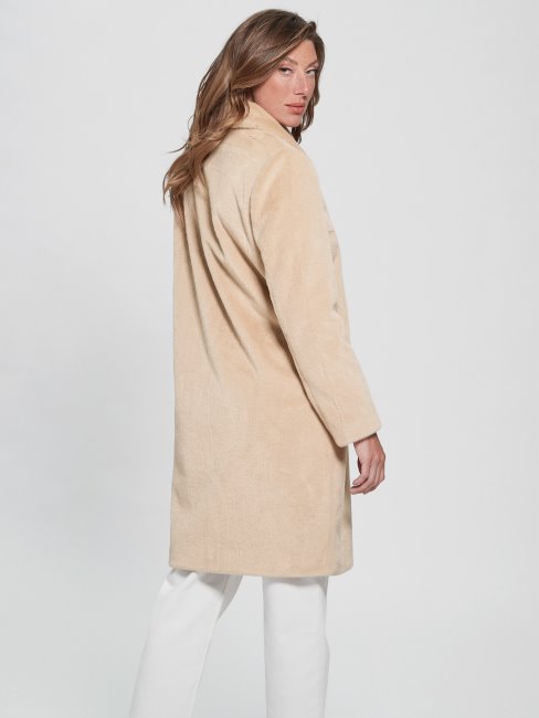 Manteau En Fausse Fourrure Simmone Taupe Mousseux Guess