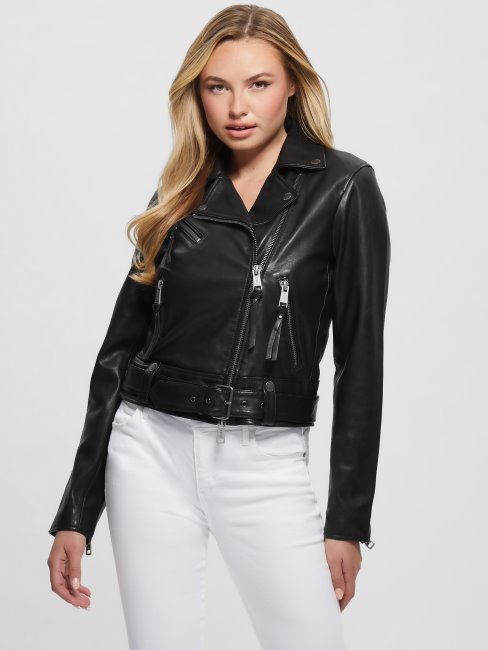 Guess Veste En Cuir Camille Noir De Jais