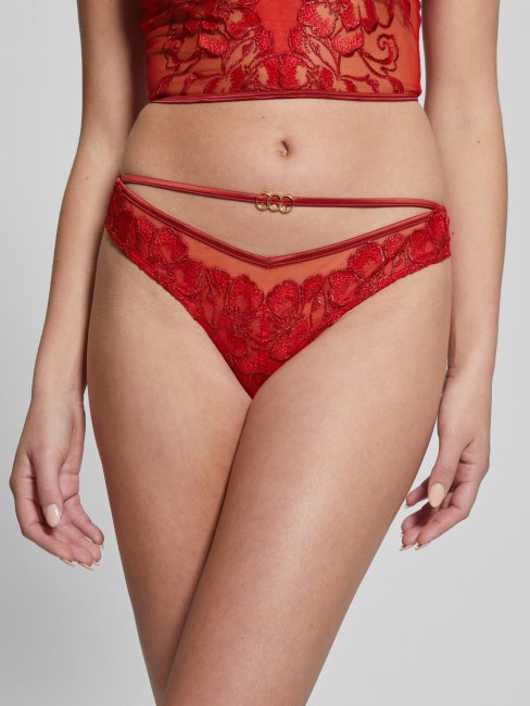 Christie Floral Shimmer Culotte Brésilienne Guess Fleuri Lurex Rouge