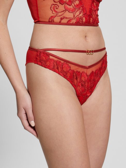 Christie Floral Shimmer Culotte Brésilienne Guess Fleuri Lurex Rouge