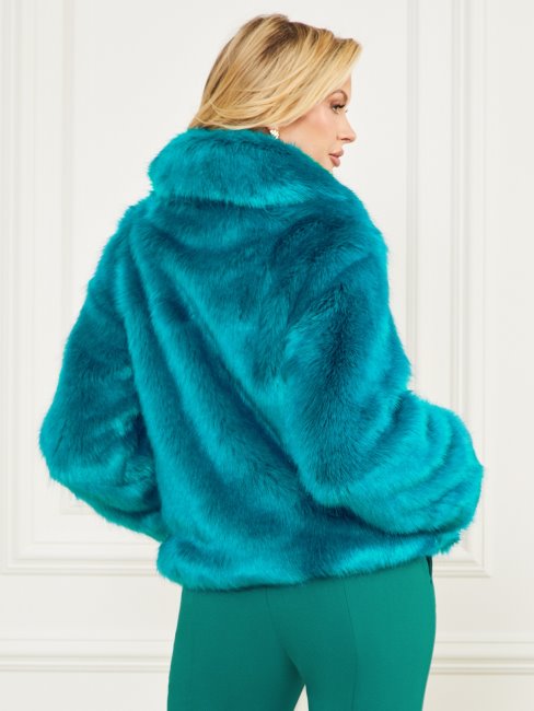 Bermuda Bleu Avec Veste En Fausse Fourrure Gwenda Guess Plus Foncée