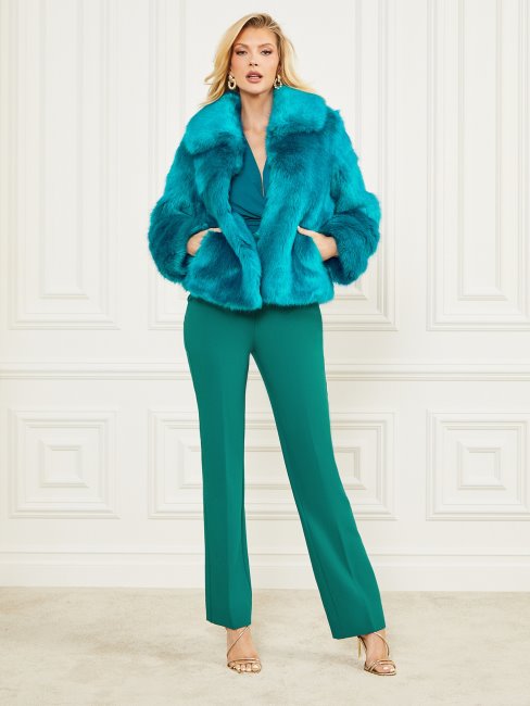 Bermuda Bleu Avec Veste En Fausse Fourrure Gwenda Guess Plus Foncée