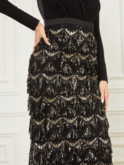 Robe Longue Guess Abby Noir De Jais