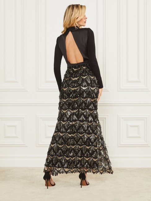 Robe Longue Guess Abby Noir De Jais