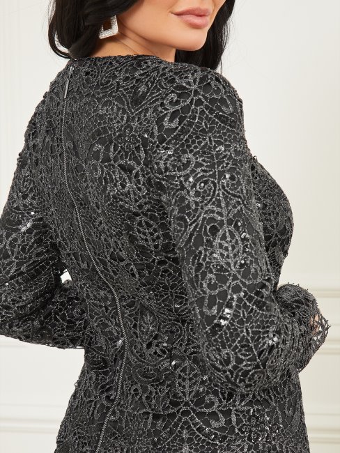Robe En Dentelle Shimmy Guess Noir De Jais Multi