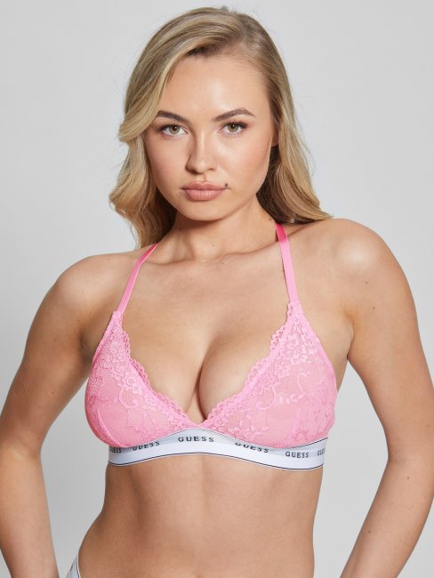 Guess Belle Soutien-gorge Triangle En Dentelle Fleur Rose