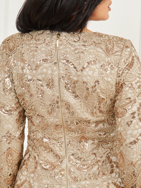 Robe En Dentelle Multi Shimmy En Or Blanc Guess