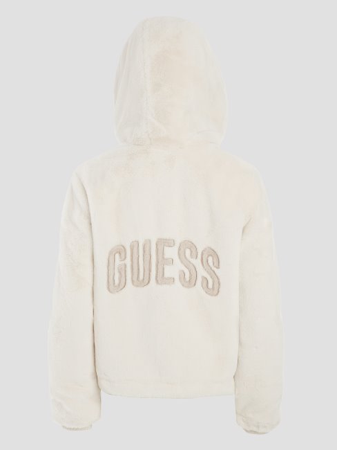 Guess Veste En Fausse Fourrure Théoline Blanc Crème