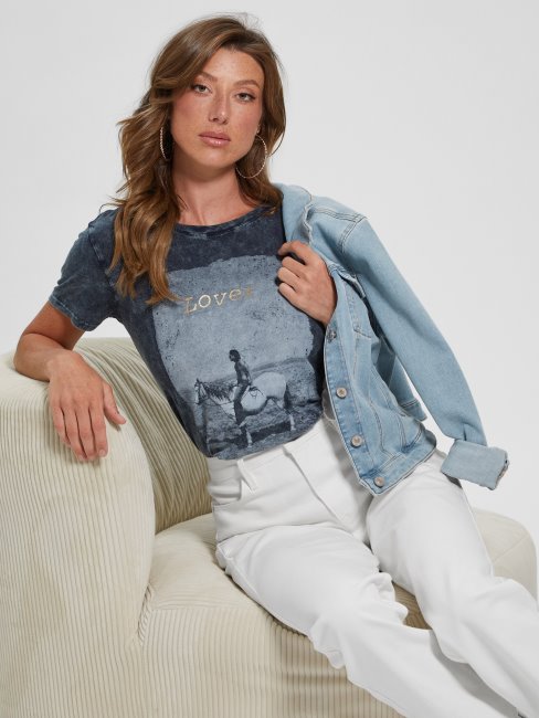 Tee Shirt Guess Amant Easy Indigo Mineral Multi