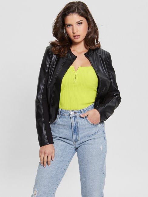 Blouson Moto Guess Noir Jet Flame