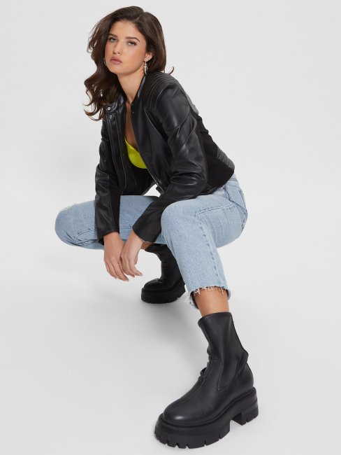 Blouson Moto Guess Noir Jet Flame