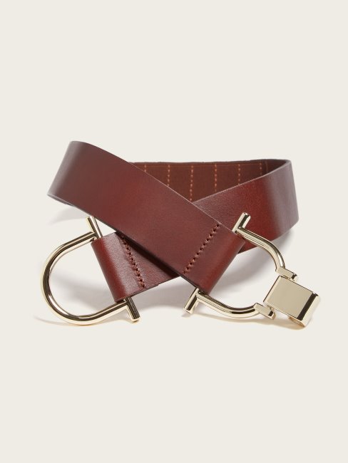 Ceinture Guess Marron En Cuir Entrelacé