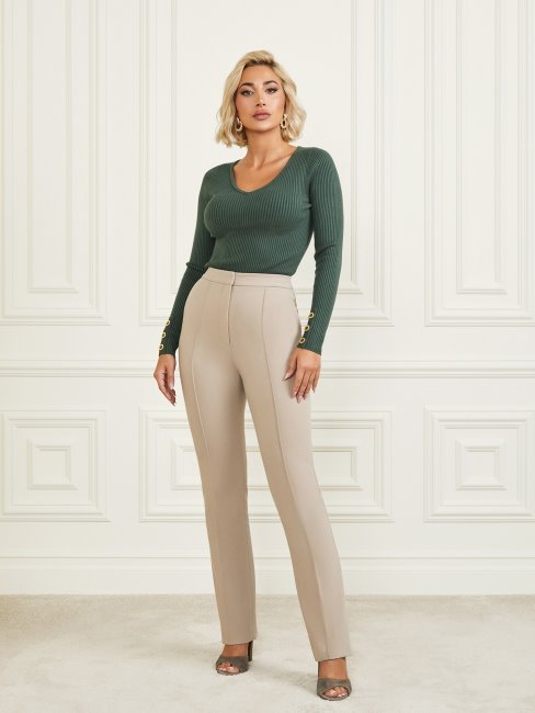 Guess Logan Pantalon à Jambe Droite Natural Siena