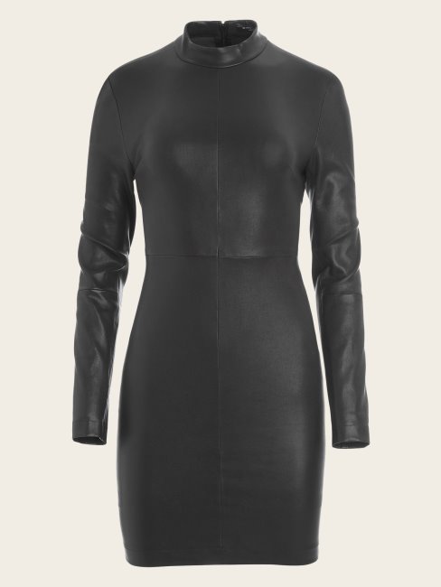 Robe En Cuir Elite Guess Noir De Jais