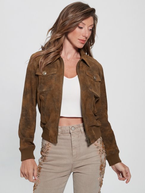 Veste Cuir Marron Chêne Multi Marie Guess