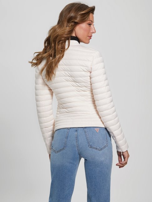 Guess Vona Veste Matelassée à Logo Ton Parchemin