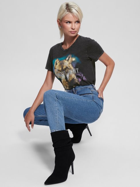 Tee Shirt Guess Noir Jet Multi Into The Night Facile