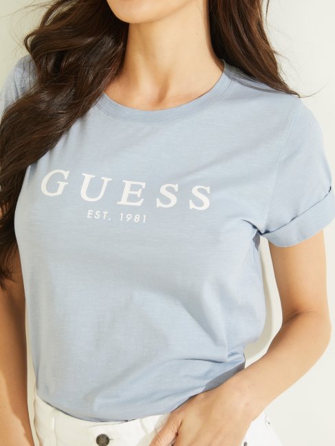 T-shirt à Logo à Revers Bleu Guess Coronado Eco