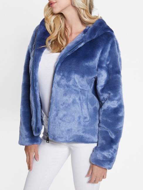 Daniela Veste En Fausse Fourrure Bleu Passion Guess