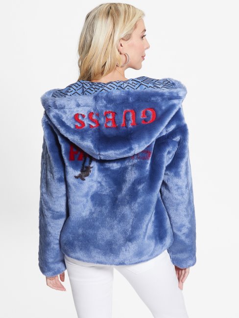 Daniela Veste En Fausse Fourrure Bleu Passion Guess
