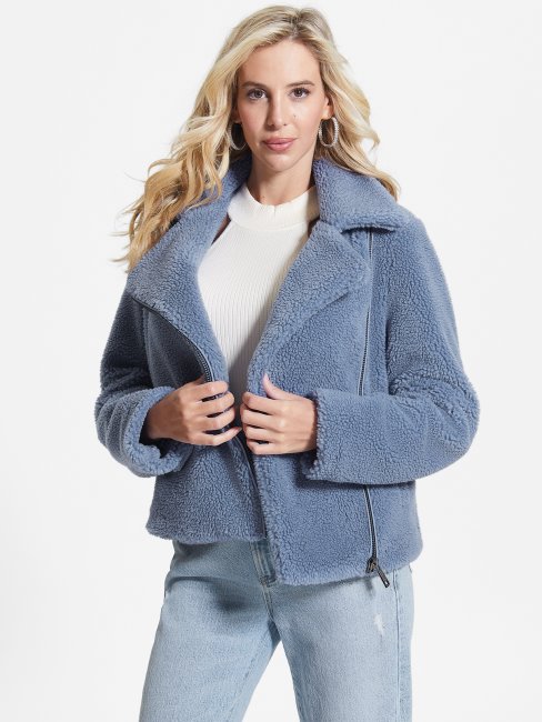 Daria Veste De Moto Imitation Sherpa Guess Bleu Acier