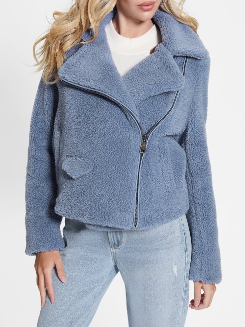 Daria Veste De Moto Imitation Sherpa Guess Bleu Acier