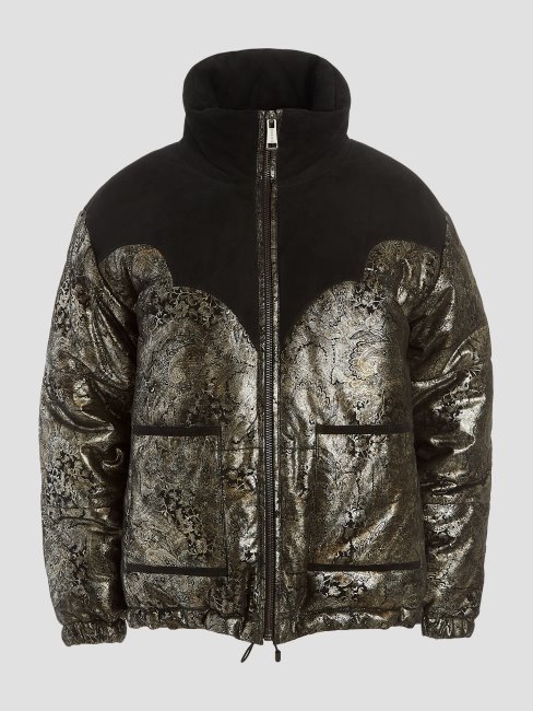 Veste Matelassée En Cuir Loise Noir Jet Guess