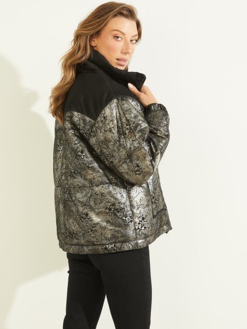 Veste Matelassée En Cuir Loise Noir Jet Guess