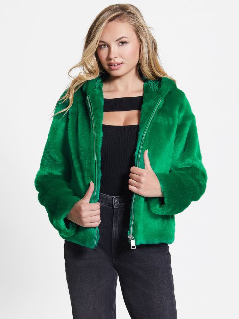 Veste En Fausse Fourrure Guess Dafne Vert Vallée