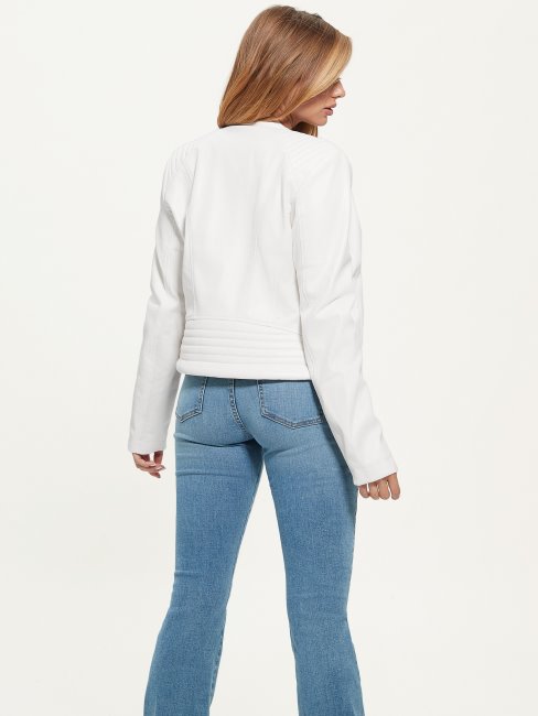 Veste Moto Flame Blanc Crème Guess