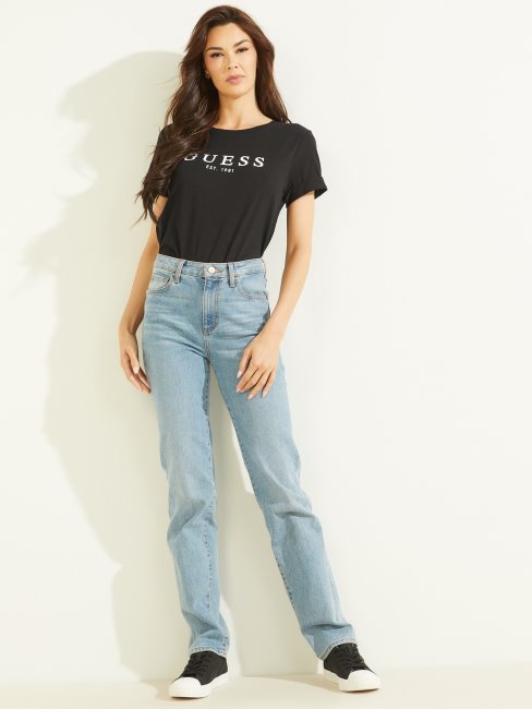 T-shirt à Logo Eco Cuffed Noir Jet Guess