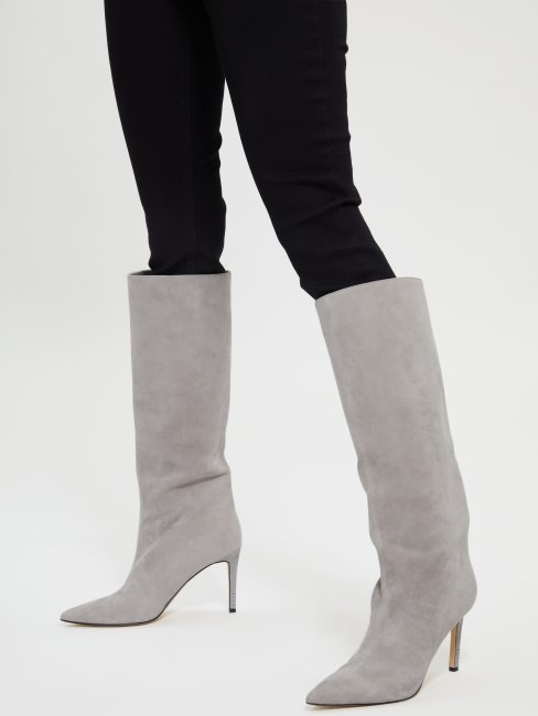 Bottes Hauteur Genou En Daim Dayton Daim Gris Clair Guess