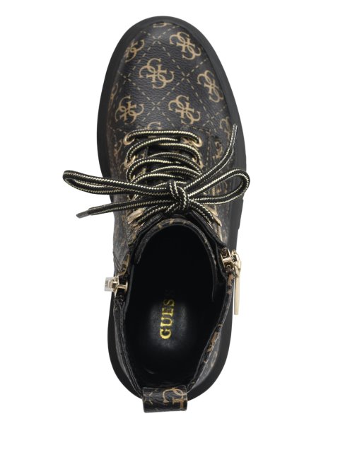 Guess Bottillon De Combat Ferina Marron Moyen Zippé Avec Logo