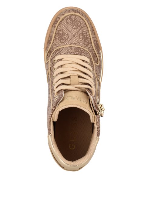 Paniers Compensées à Logo Floraux Marron Moyen Guess