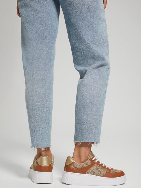 Guess Baskets Basses à Logo Cleva Marron Moyen