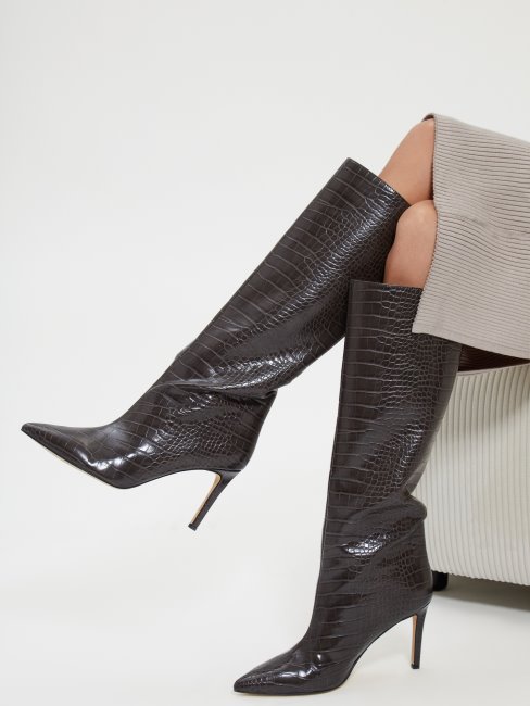 Guess Dayton Bottes Hautes En Similicuir Marron Foncé