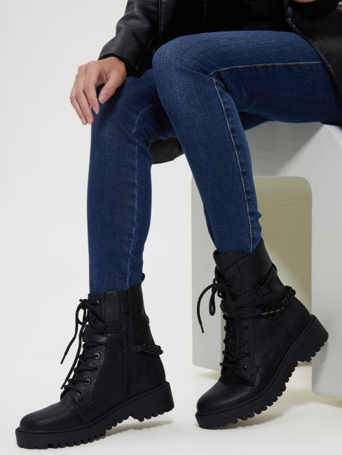 Bottes Utilitaires Guess Noires à Boucle Olisie