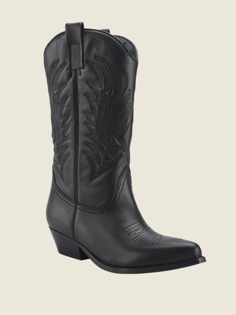 Guess Bottes De Cow-girl En Cuir Noir 001 Gallen