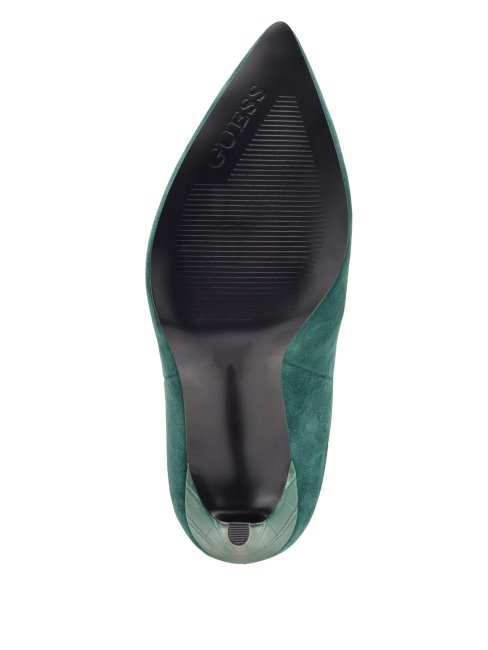 Guess 310 Bottillon Souple En Suède Backy Vert Moyen