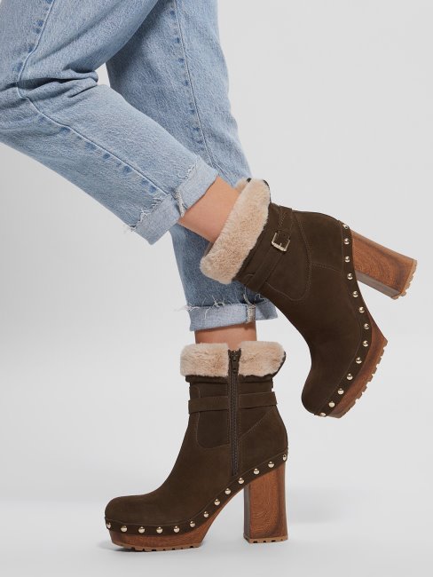 Bottillons Doublés Fausse Fourrure 310 Guess Damina Vert Moyen