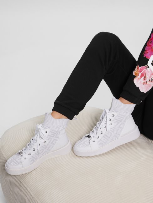 Manney Knit Logo Baskets Montantes Blanc Multi Tissu Guess