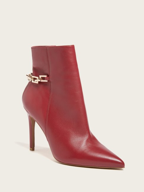 Guess Balle Bottillon En Cuir Rouge Moyen